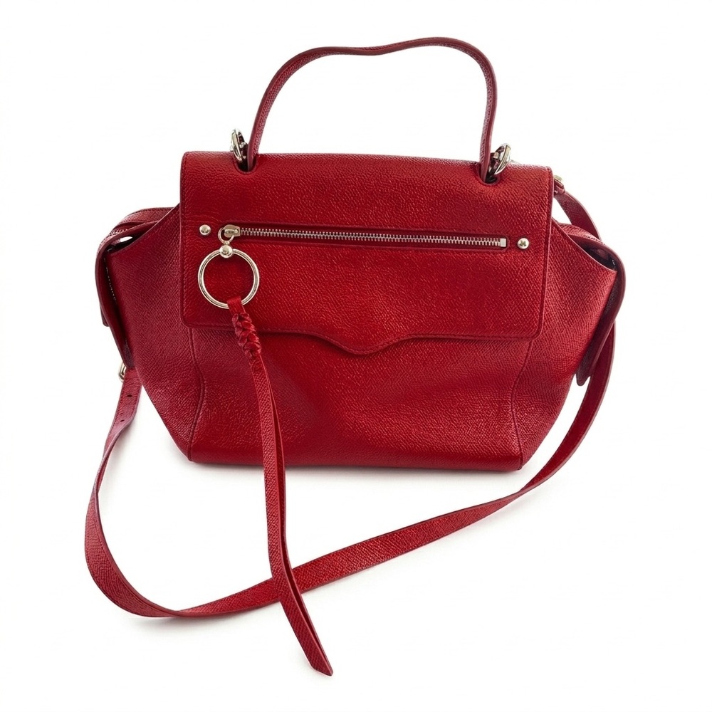 Rebecca Minkoff Red Gabby Small Top Handle Textured Leather Satchel Crossbody